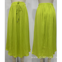 Fluorescent Green Adjustable Elastic Waist Midi Skirt